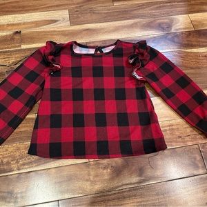 Evsie Maurice’s Buffalo plaid size medium (8-10) girl ruffle sleeve ls top